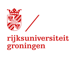 Logo Rijksuniversiteit Groningen met wit